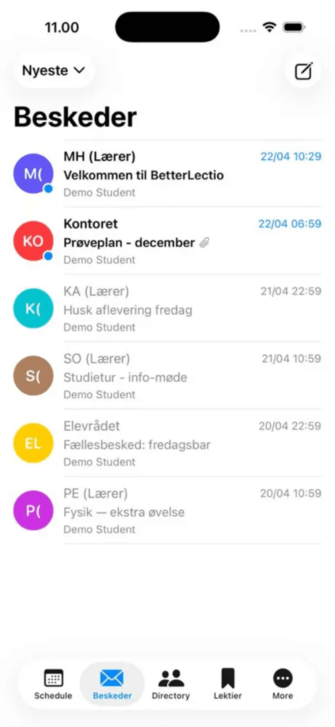 BetterLectio-appen: beskeder